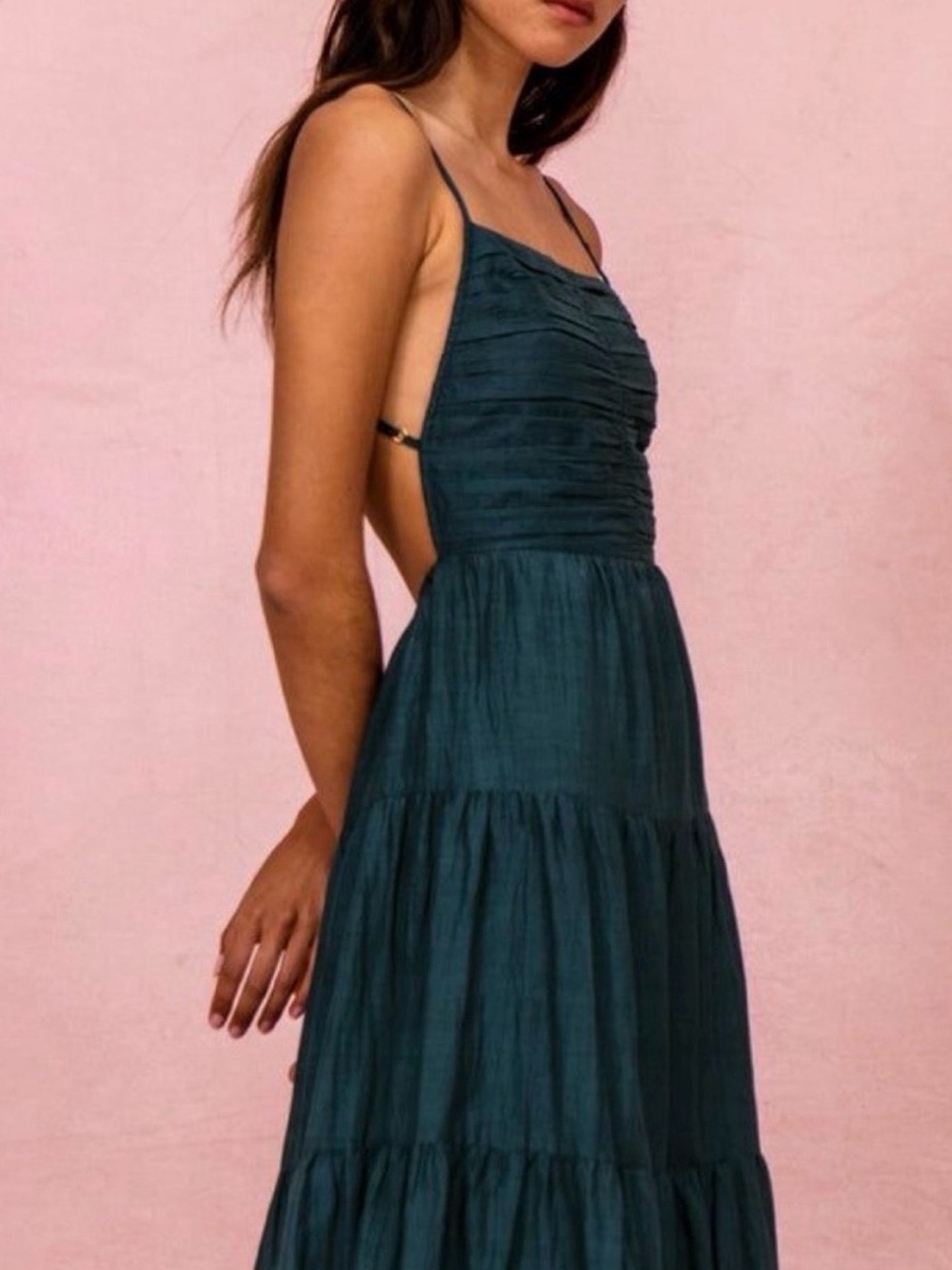 Posse Backless Green Teal Maxi Dress